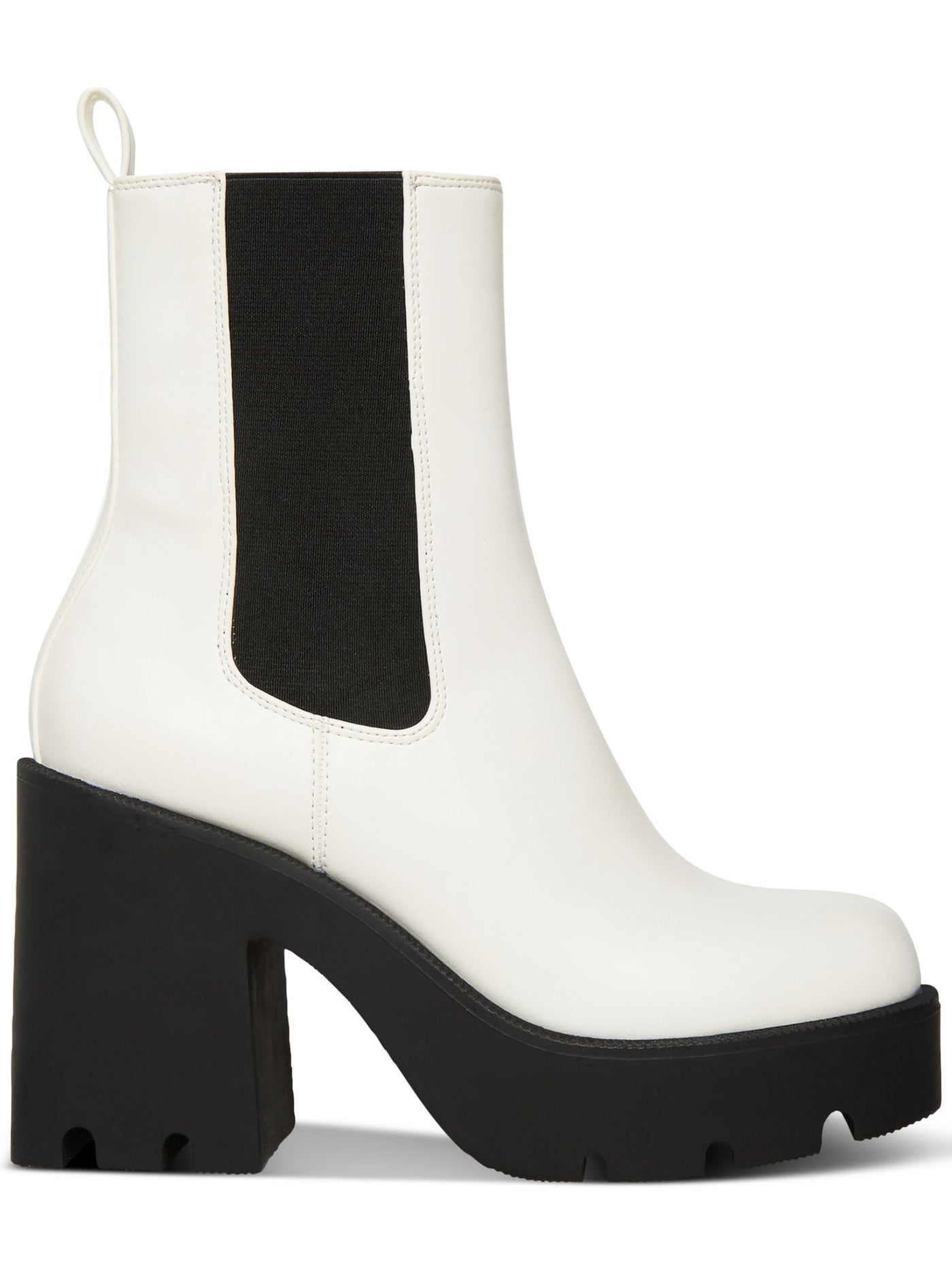MADDEN GIRL Womens White 1" Platform Goring Tippah Round Toe Block Heel Chelsea 8.5 M