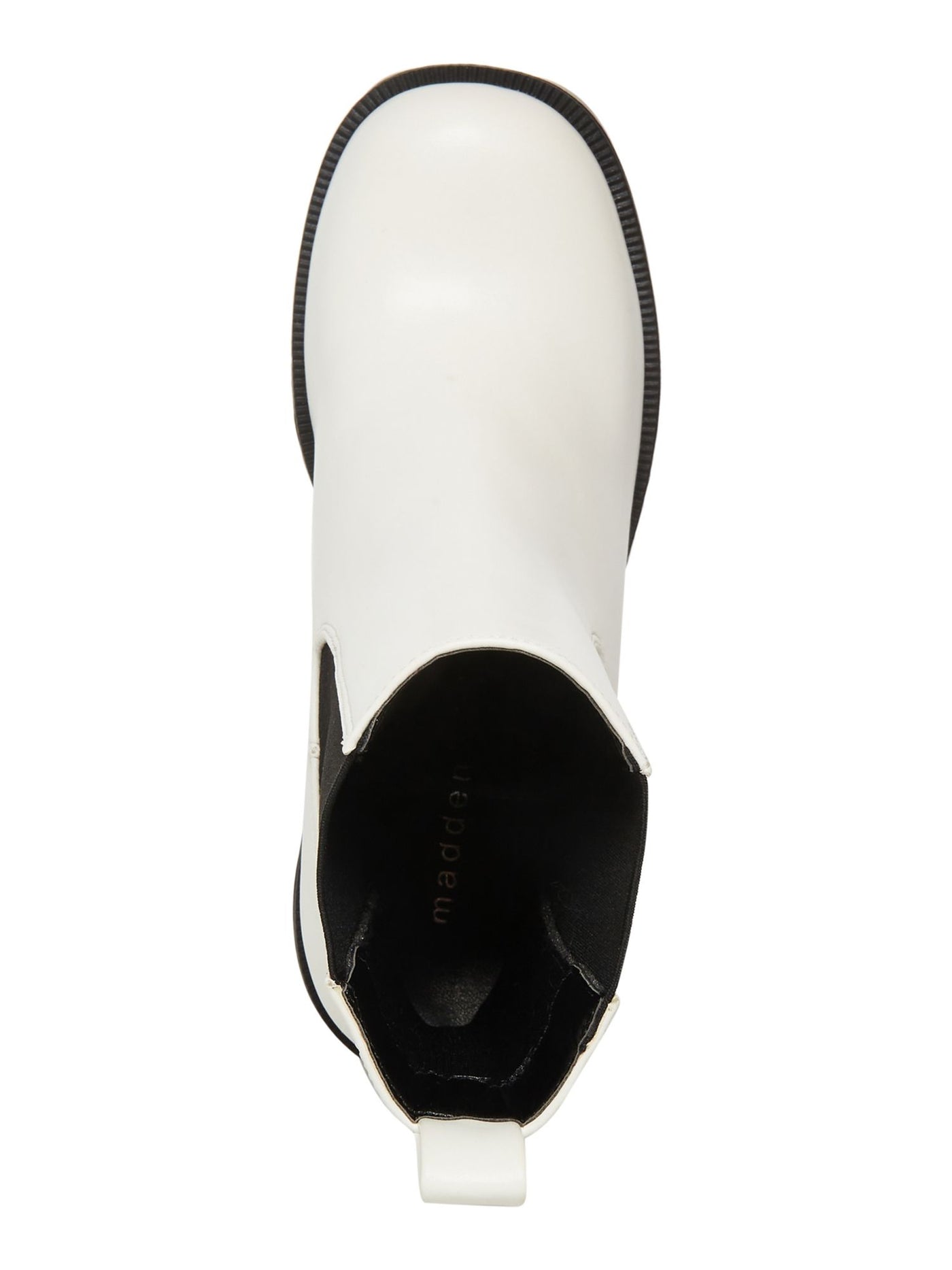 MADDEN GIRL Womens White 1" Platform Goring Tippah Round Toe Block Heel Chelsea 10 M