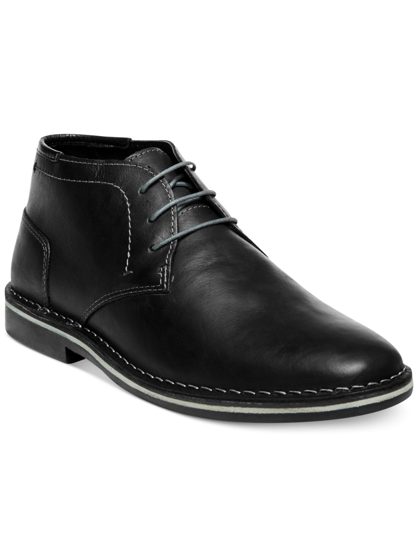 STEVE MADDEN Mens Black Padded Harken Round Toe Block Heel Lace-Up Leather Chukka Boots 9 M