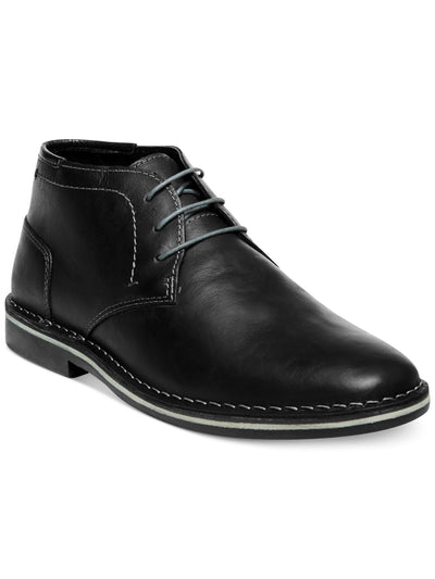 STEVE MADDEN Mens Black Padded Harken Round Toe Block Heel Lace-Up Leather Chukka Boots 9 M