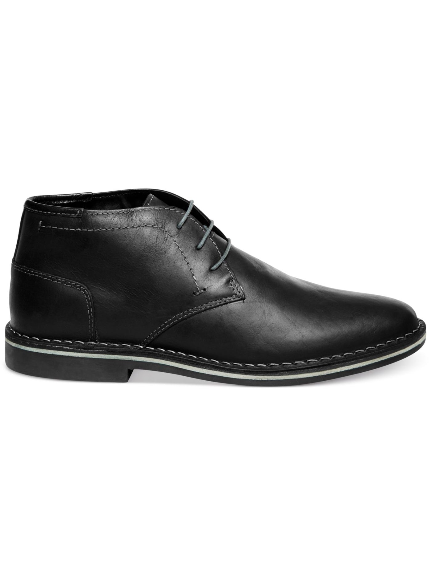 STEVE MADDEN Mens Black Padded Harken Round Toe Block Heel Lace-Up Leather Chukka Boots 9 M