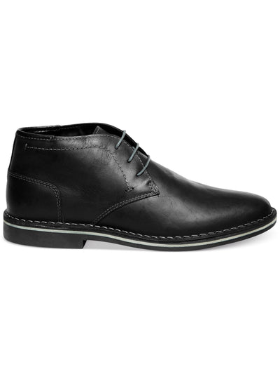 STEVE MADDEN Mens Black Padded Harken Round Toe Block Heel Lace-Up Leather Chukka Boots 9 M