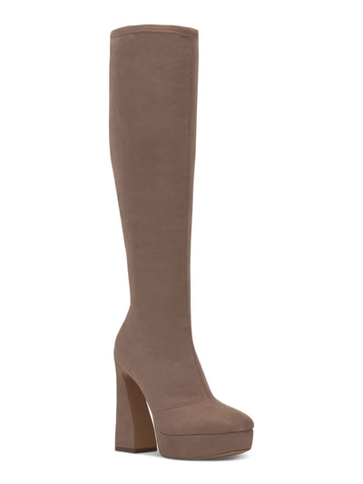 JESSICA SIMPSON Womens Beige 1" Platform Comfort Daniyah Round Toe Sculpted Heel Zip-Up Heeled Boots 8.5 M