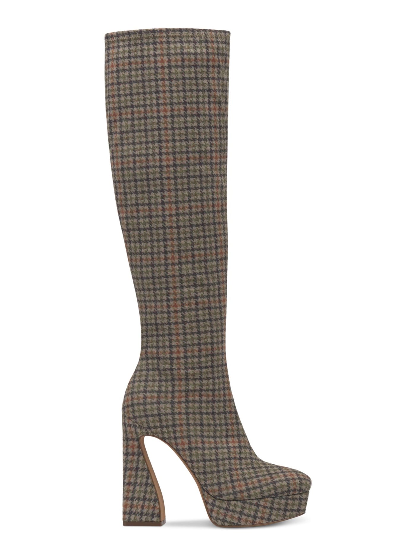 JESSICA SIMPSON Womens Beige Plaid 1" Platform Comfort Daniyah Heeled Boots 7.5 M