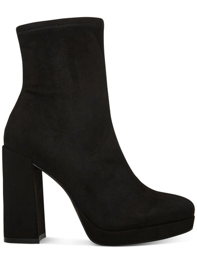 STEVE MADDEN Womens Bone Black Cushioned Macayla Round Toe Block Heel Zip-Up Booties 9.5 M