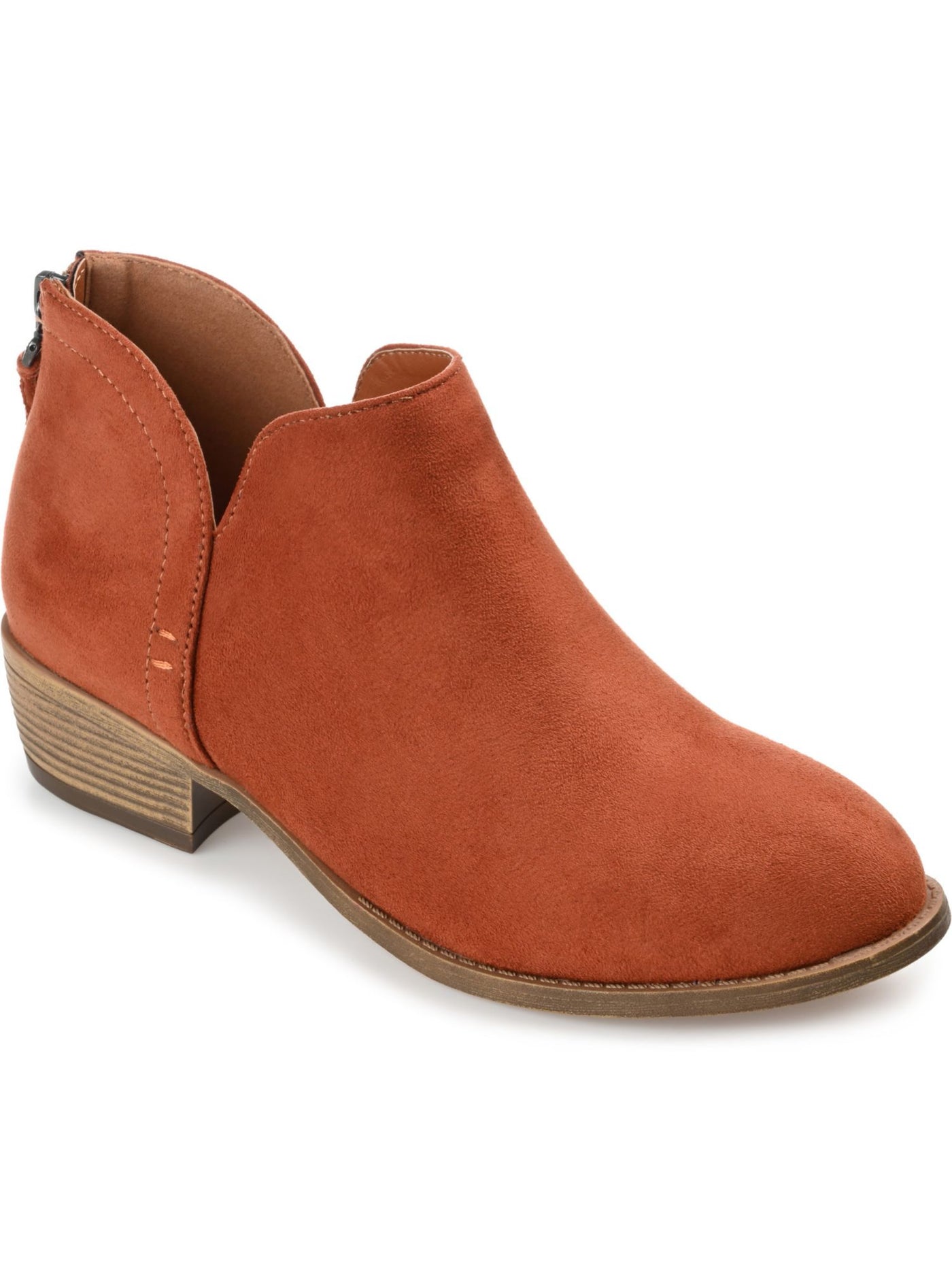 JOURNEE COLLECTION Womens Orange 3 Split Ankle Padded Livvy Almond Toe Block Heel Zip-Up Booties 8 W