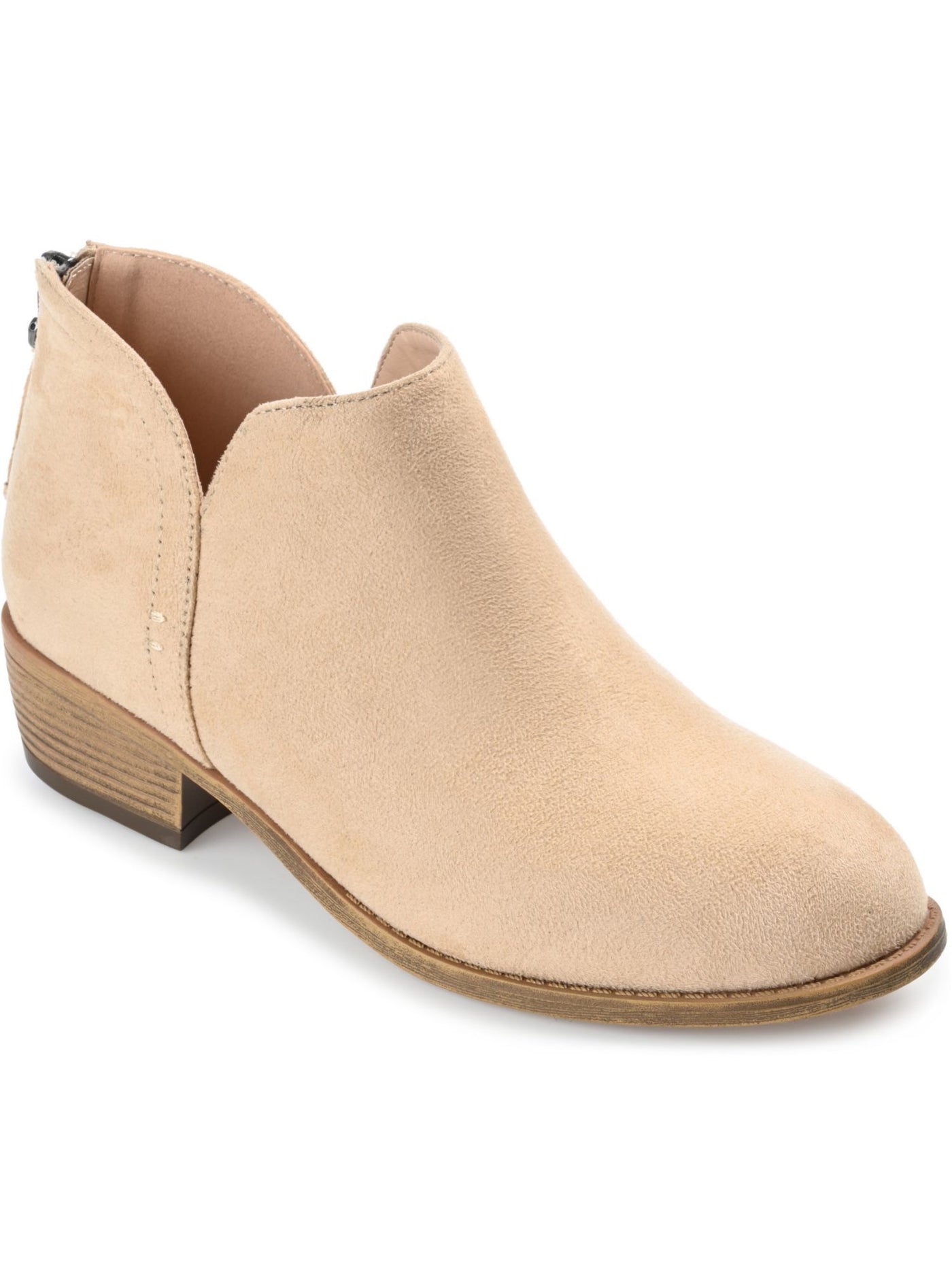 JOURNEE COLLECTION Womens Beige 3 Split Ankle Padded Livvy Almond Toe Block Heel Zip-Up Booties 5.5 W