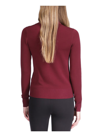 MICHAEL MICHAEL KORS Womens Burgundy Cut Out Zippered Ribbed Trim Long Sleeve Mock Neck Sweater L