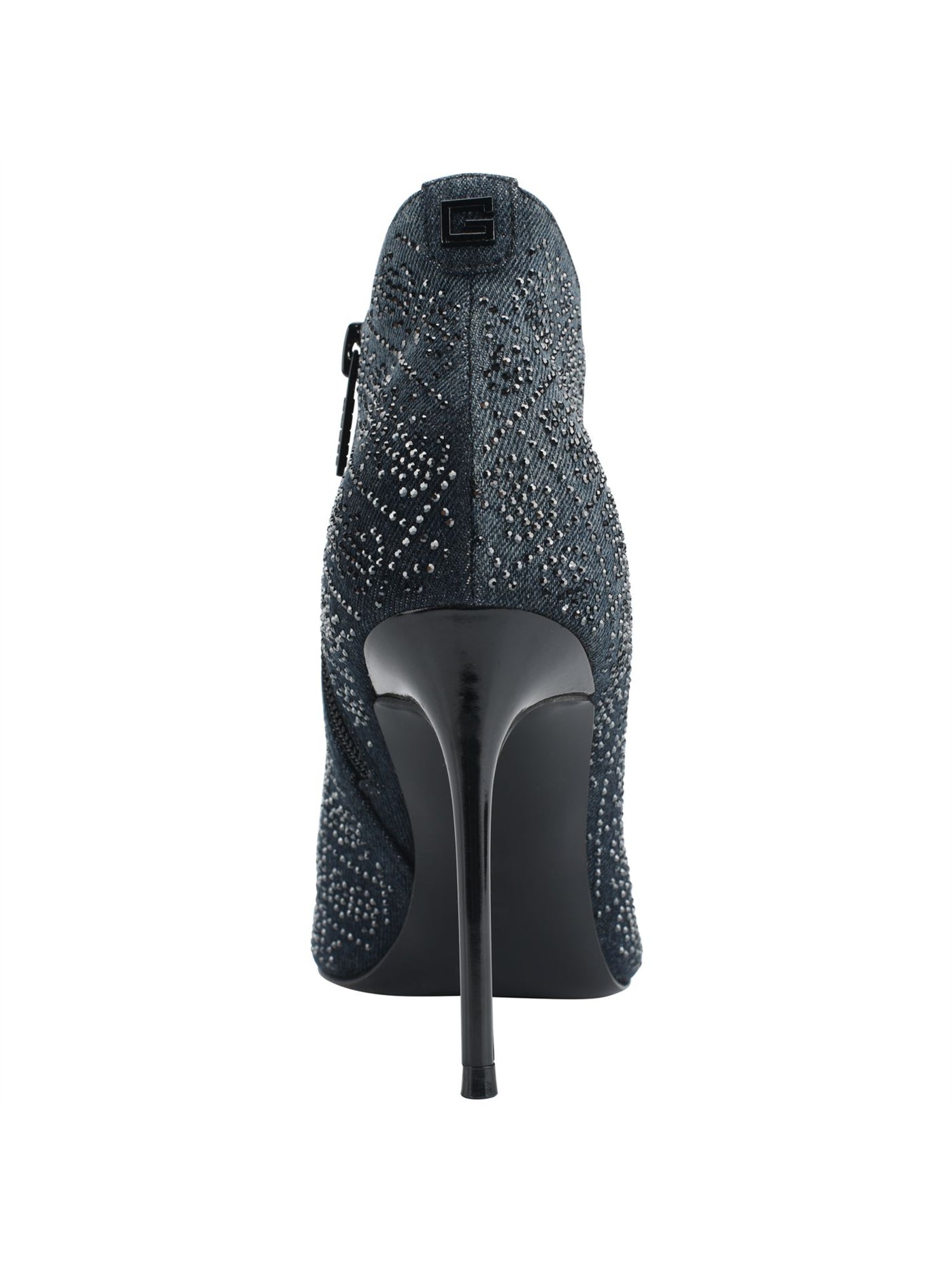 GUESS Womens Navy Embellished Comfort Fazzie Pointed Toe Stiletto Zip-Up Dress Booties 6.5 M
