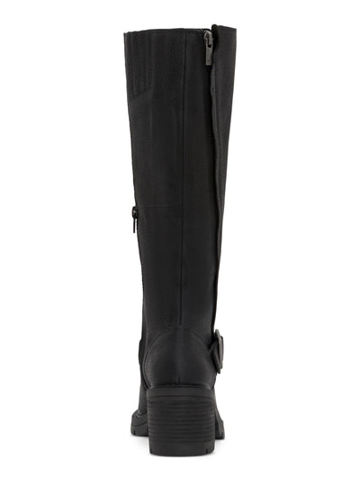 LUCKY BRAND Womens Black Comfort Scoty Round Toe Stacked Heel Zip-Up Leather Riding Boot 6.5 M