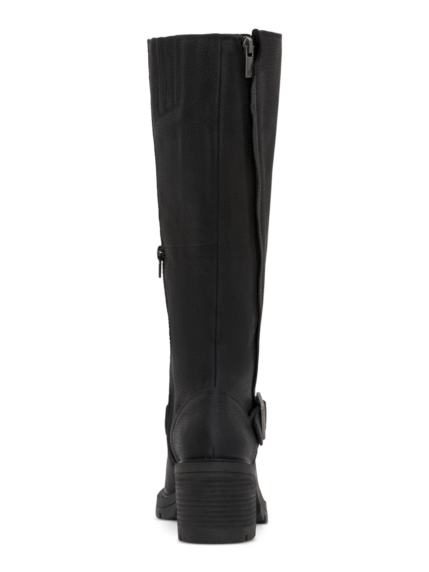 LUCKY BRAND Womens Black Comfort Scoty Round Toe Stacked Heel Zip-Up Leather Riding Boot 8.5 M