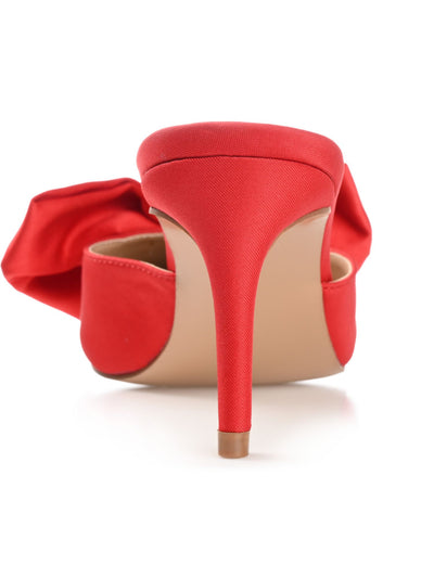 JOURNEE COLLECTION Womens Red Padded Bow Accent Tiarra Pointed Toe Stiletto Slip On Dress Heeled Mules Shoes 12 M