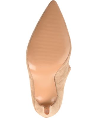 JOURNEE COLLECTION Womens Beige Keyhole At Vamp Padded Junniper Pointed Toe Stiletto Zip-Up Heels Shoes