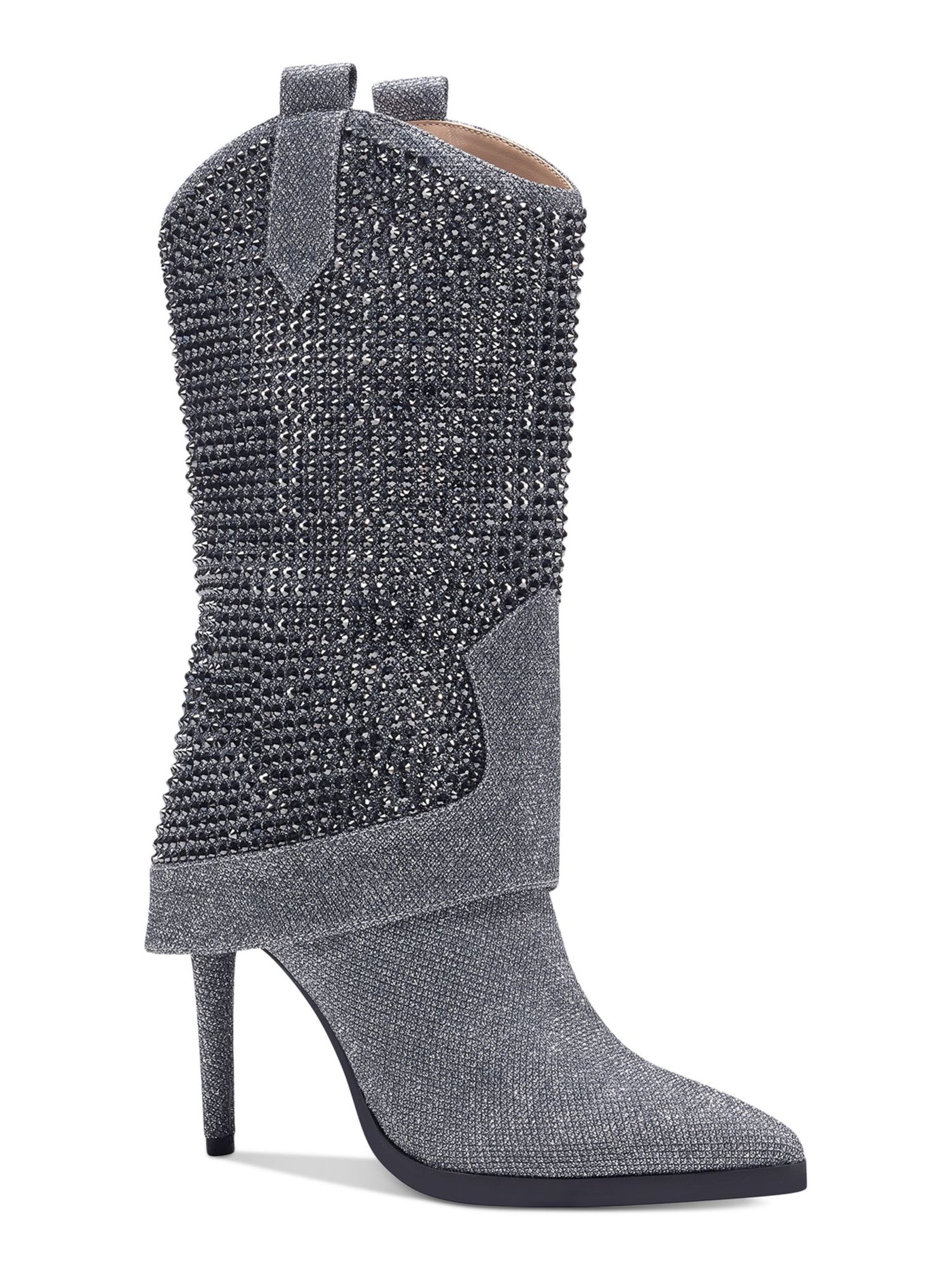 THALIA SODI Womens Gray Rhinestone Nellie Pointed Toe Stiletto Dress Western Boot 5.5 M