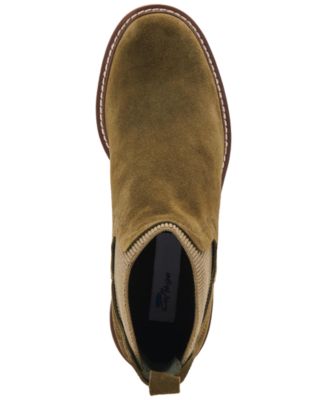 AQUA COLLEGE Womens Green Chelsea Water Resistant Slip Resistant Demi Round Toe Wedge Leather Booties 7 M