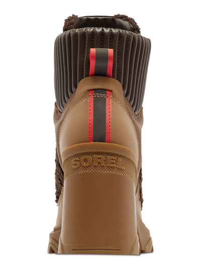 SOREL Womens Brown Mixed Media 1" Platform Heel Pull-Tab Padded Lug Sole Brex Cozy Almond Toe Lace-Up Booties 6