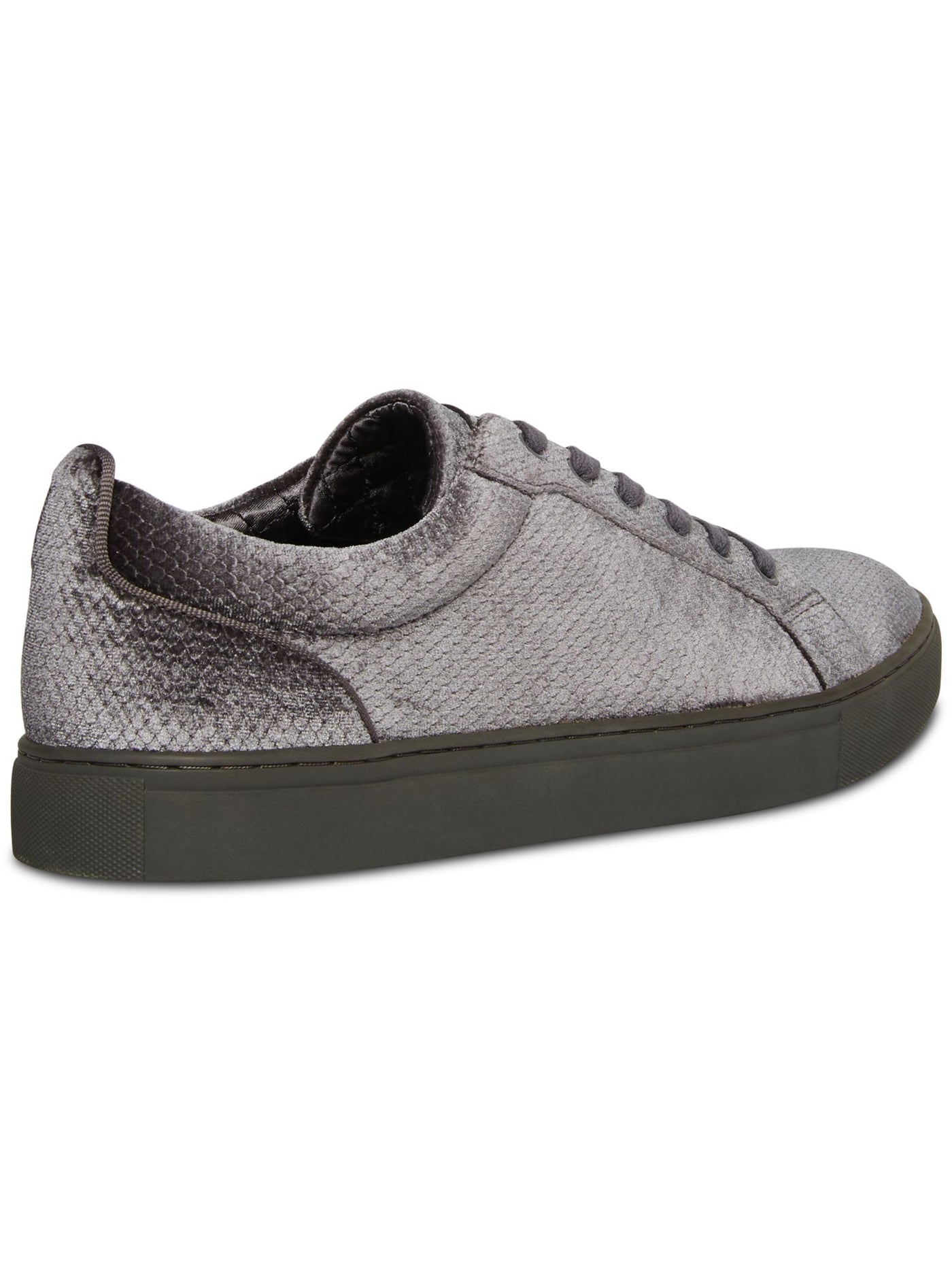 STEVE MADDEN Mens Gray Snake Embossed Back Tab Yali Round Toe Lace-Up Velvet Sneakers Shoes 9.5