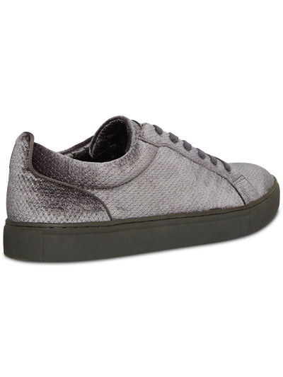 STEVE MADDEN Mens Gray Snake Embossed Back Tab Yali Round Toe Lace-Up Velvet Sneakers Shoes 7