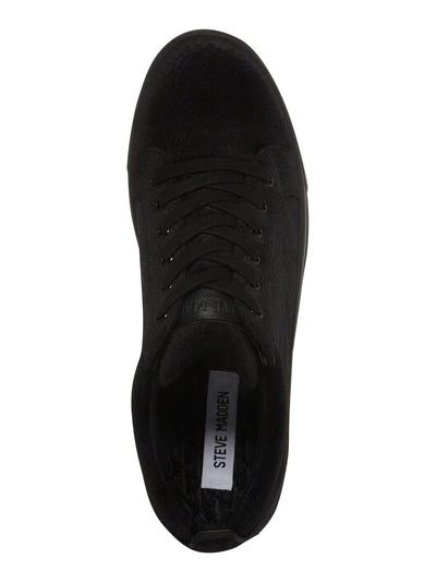 STEVE MADDEN Mens Black Snake Embossed Back Tab Yali Round Toe Lace-Up Suede Sneakers Shoes 12 M