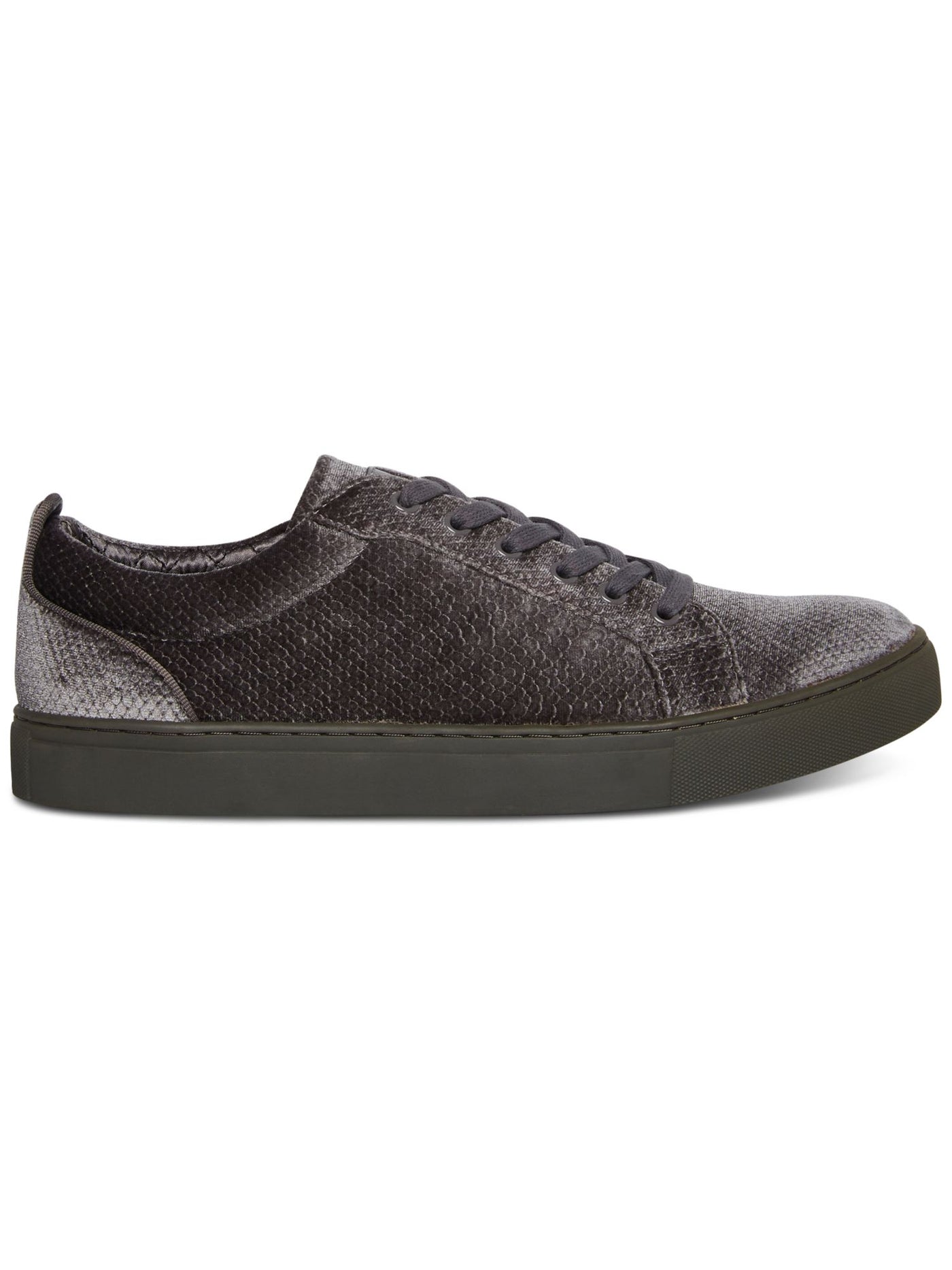 STEVE MADDEN Mens Gray Snake Embossed Back Tab Yali Round Toe Lace-Up Sneakers Shoes 8 M