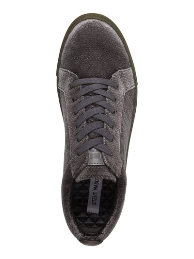 STEVE MADDEN Mens Gray Snake Embossed Back Tab Yali Round Toe Lace-Up Sneakers Shoes 11 M