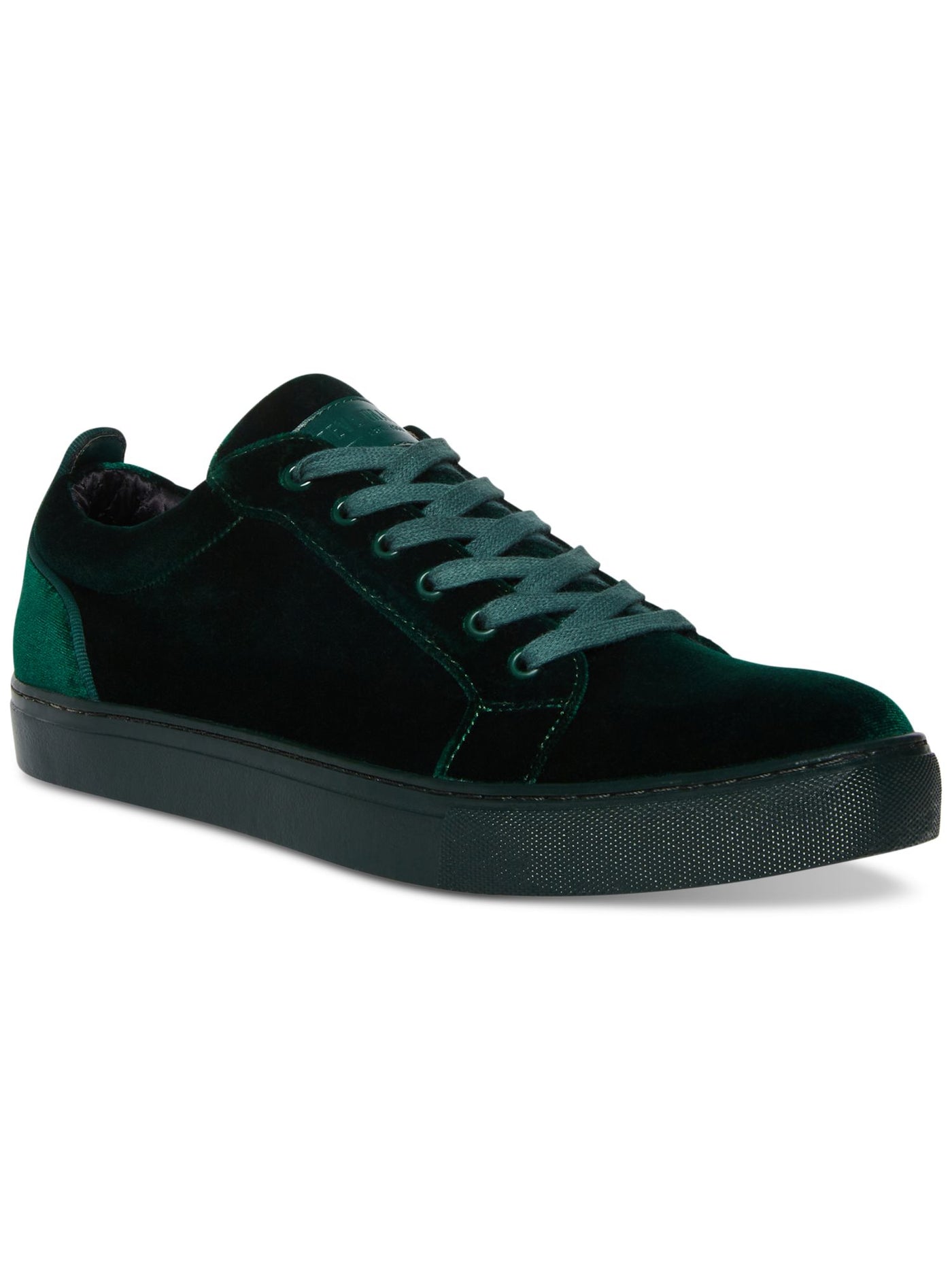 STEVE MADDEN Mens Green Heel Pull Tab Yazi Round Toe Lace-Up Velvet Sneakers Shoes 11.5