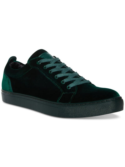 STEVE MADDEN Mens Green Heel Pull Tab Yazi Round Toe Lace-Up Velvet Sneakers Shoes 8.5