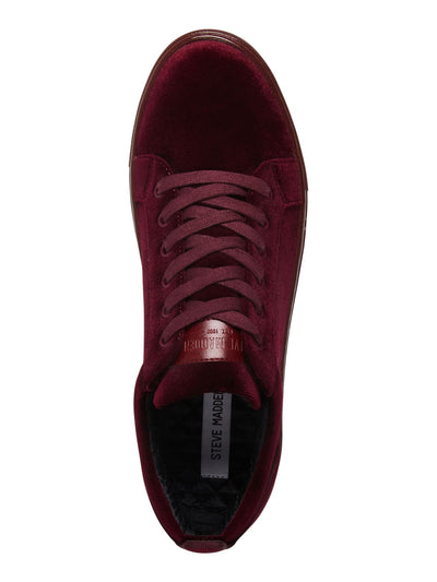 STEVE MADDEN Mens Burgundy Heel Pull Tab Yazi Round Toe Lace-Up Sneakers Shoes 9.5 M