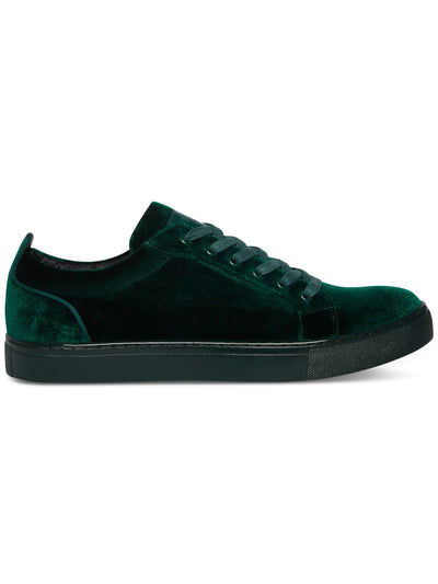 STEVE MADDEN Mens Green Heel Pull Tab Yazi Round Toe Lace-Up Velvet Sneakers Shoes 8.5