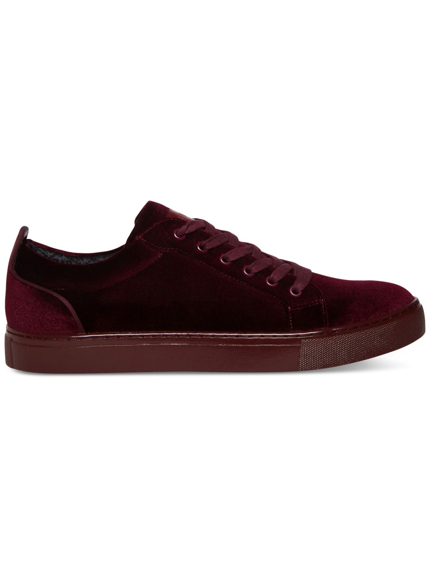 STEVE MADDEN Mens Burgundy Heel Pull Tab Yazi Round Toe Lace-Up Velvet Sneakers Shoes 11.5