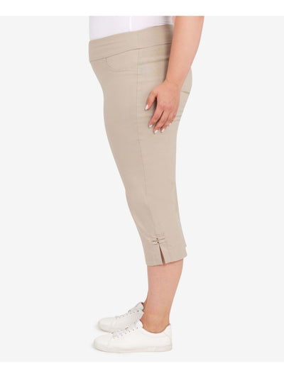 HEARTS OF PALM WOMAN Womens Beige Stretch Capri Pants Plus 24W