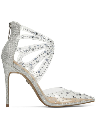 THALIA SODI Womens Clear Mixed /Media Padded Embellished Cut Out Mariposa Pointed Toe Stiletto Zip-Up Dress Pumps Shoes 9 M