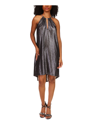 MICHAEL MICHAEL KORS Womens Black Sleeveless Crew Neck Below The Knee Hi-Lo Dress L
