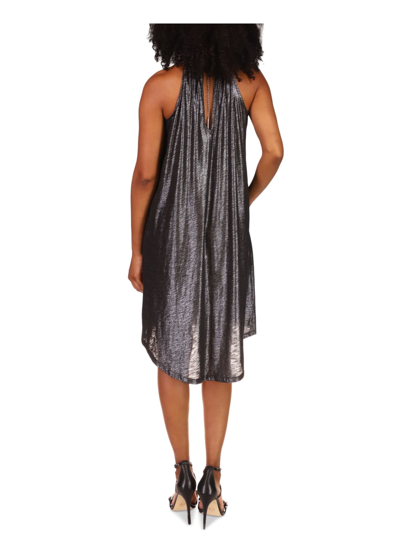 MICHAEL MICHAEL KORS Womens Black Sleeveless Crew Neck Below The Knee Hi-Lo Dress L