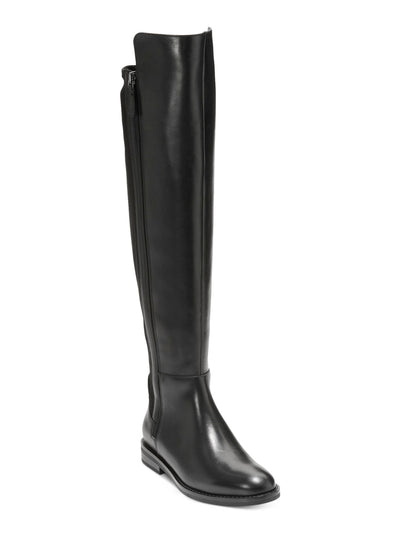 COLE HAAN Womens Black Mixed Media Asymmetrical Stretch Cushioned Chase Round Toe Zip-Up Leather Riding Boot 7 B
