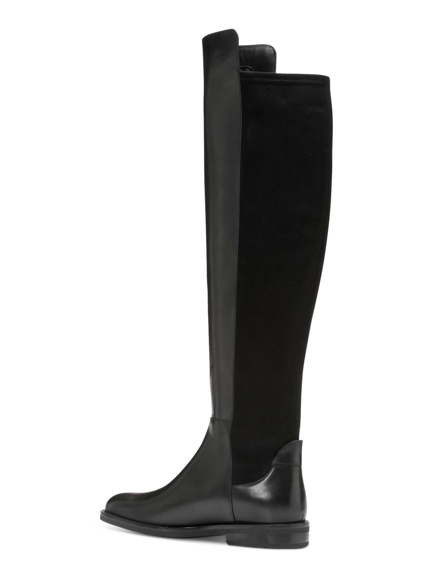 COLE HAAN Womens Black Mixed Media Asymmetrical Stretch Cushioned Chase Round Toe Zip-Up Leather Riding Boot 7 B
