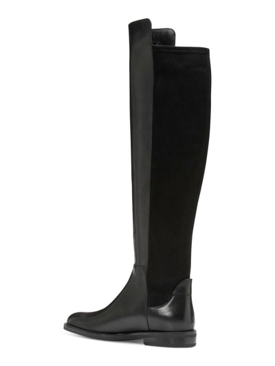 COLE HAAN Womens Black Mixed Media Asymmetrical Stretch Cushioned Chase Round Toe Zip-Up Leather Riding Boot 7 B