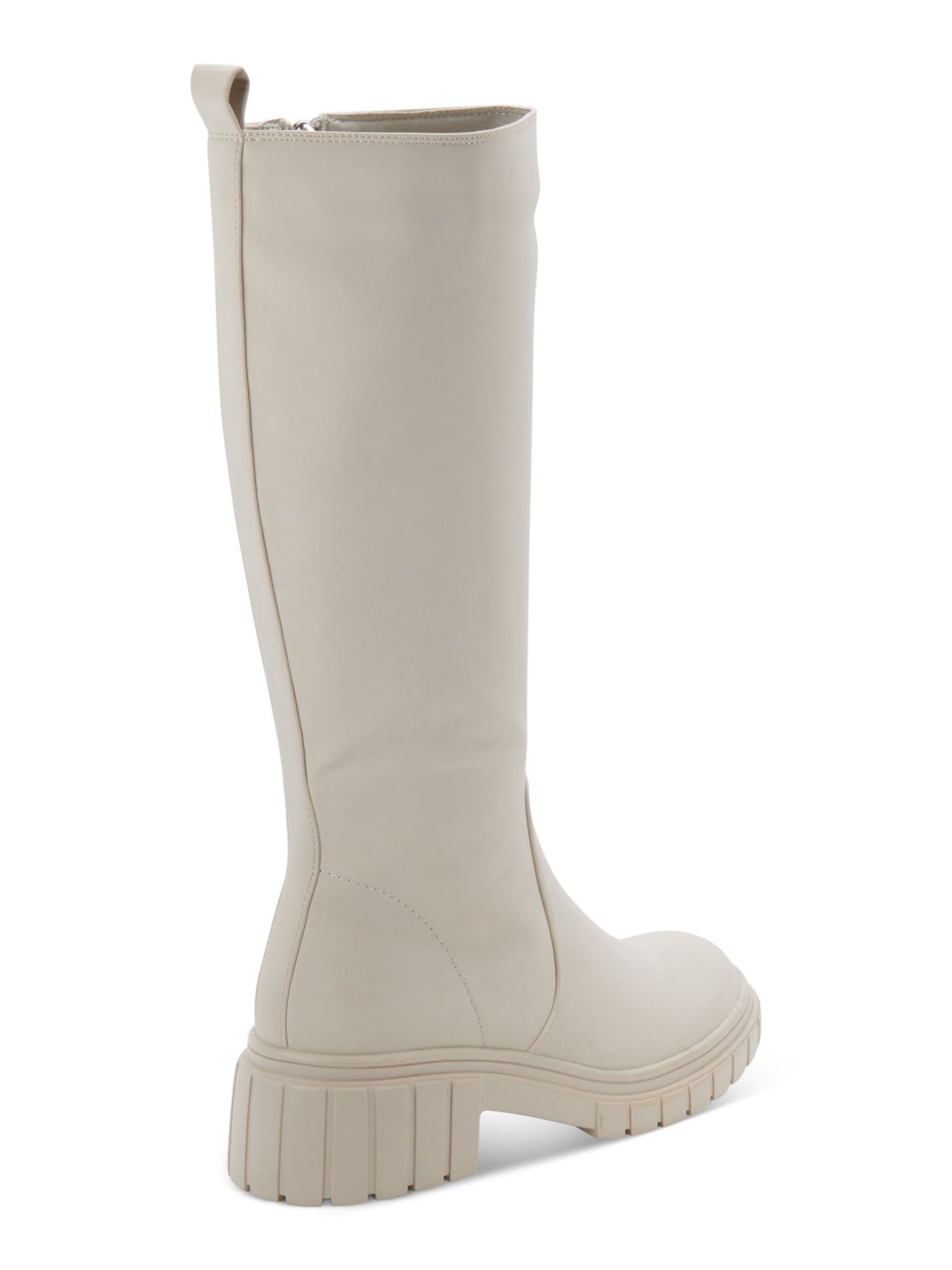 AQUA COLLEGE Womens Beige Waterproof Slip Resistant Paz Round Toe Block Heel Zip-Up Riding Boot 5.5 M