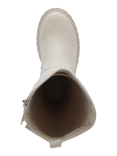 AQUA COLLEGE Womens Beige Waterproof Slip Resistant Paz Round Toe Block Heel Zip-Up Riding Boot 5.5 M