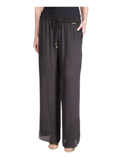 MICHAEL MICHAEL KORS Womens Black Pocketed Drawstring Waist Wide Leg High Waist Pants Petites P\M