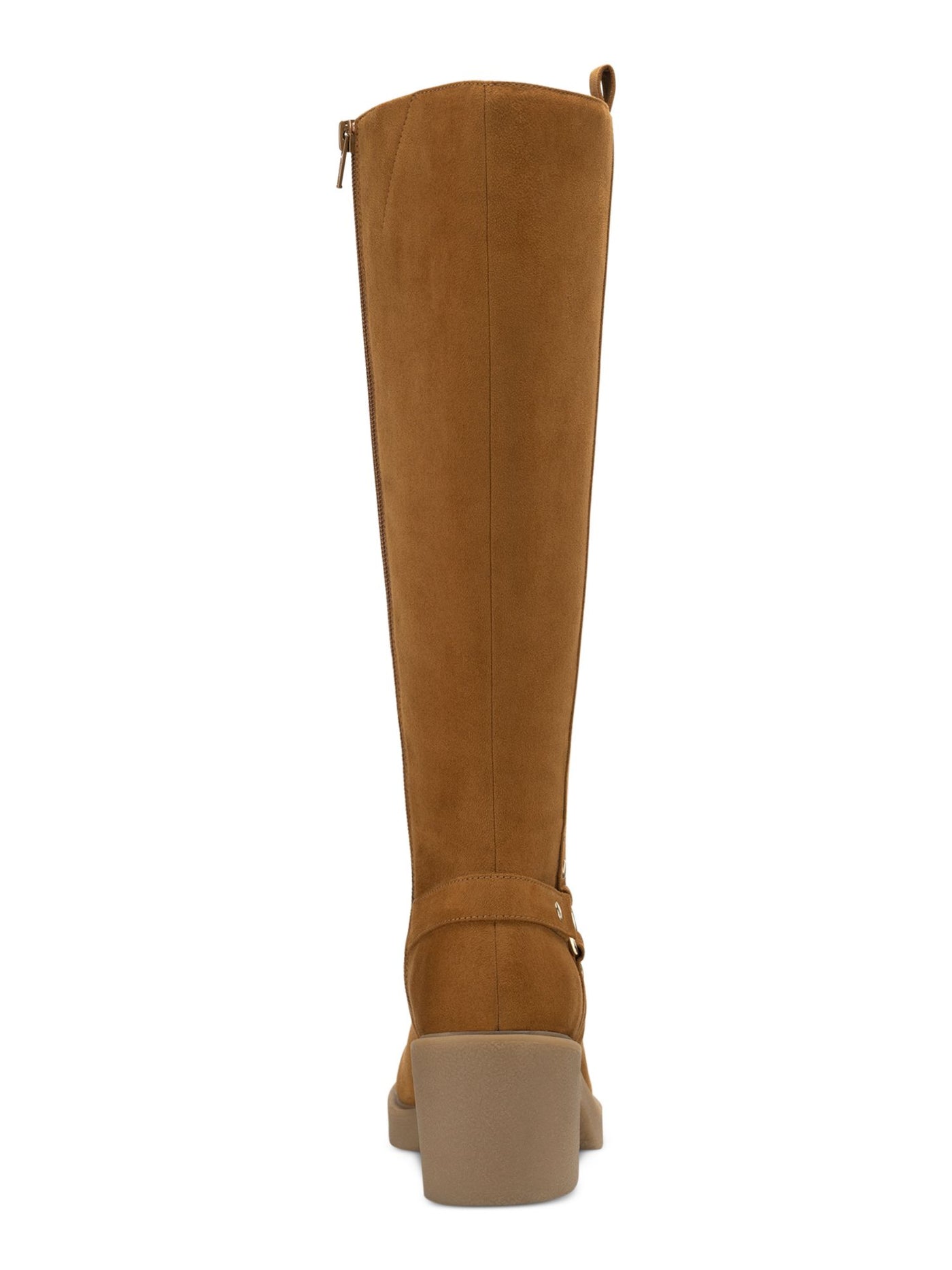 STYLE & COMPANY Womens Brown Harness Strap Ring Hardware Detail Side Pull Tab Padded Brettaa Round Toe Block Heel Zip-Up Riding Boot 6.5 M