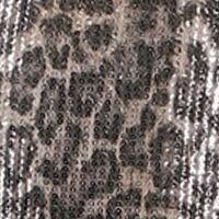 MICHAEL MICHAEL KORS Womens Gray Sequined Zippered Lined Darted Animal Print Short Sleeve Round Neck Above The Knee Cocktail Sheath Dress
