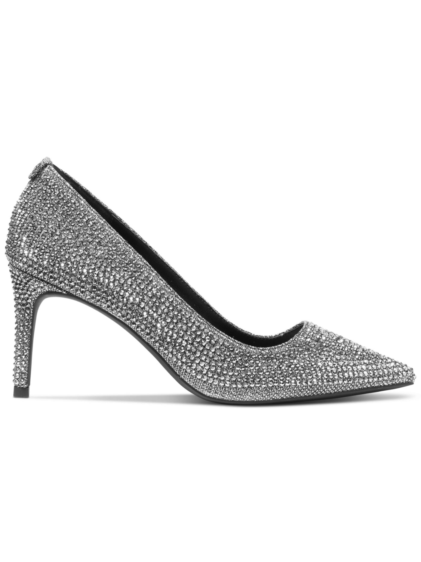 MICHAEL MICHAEL KORS Womens Silver Rhinestone Padded Alina Pointed Toe Stiletto Slip On Dress Pumps Shoes 7 M