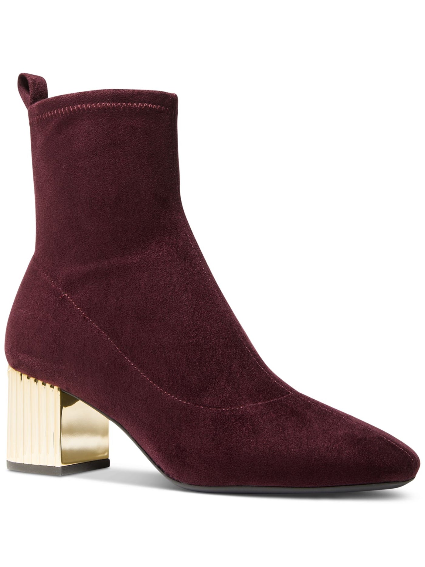 MICHAEL MICHAEL KORS Womens Burgundy Heel Pull-Tab Padded Porter Almond Toe Block Heel Booties 6.5