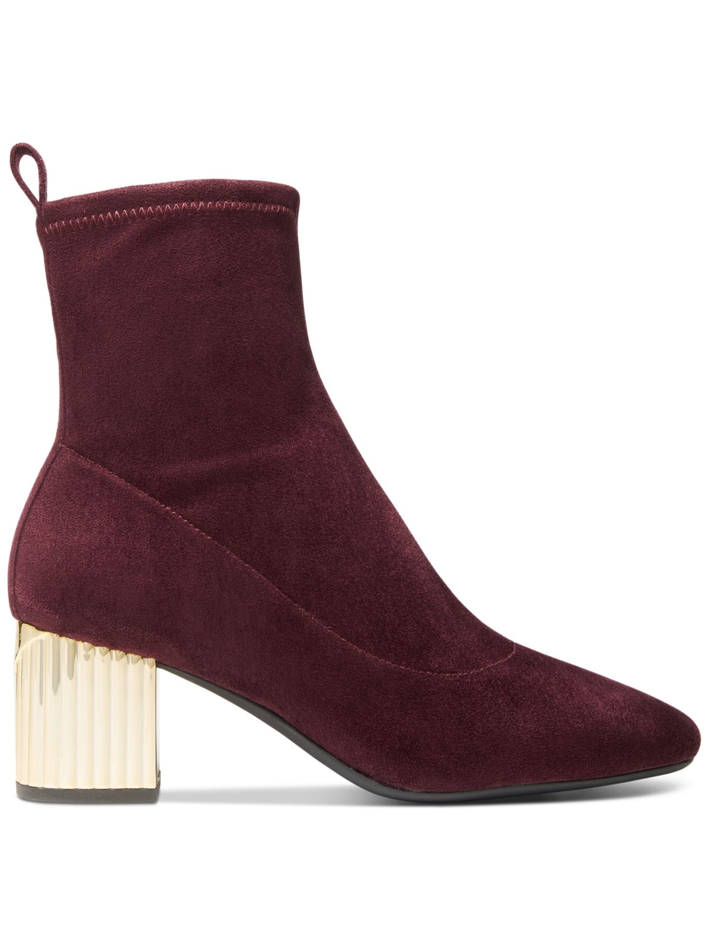 MICHAEL MICHAEL KORS Womens Burgundy Heel Pull-Tab Padded Porter Almond Toe Block Heel Booties 6.5