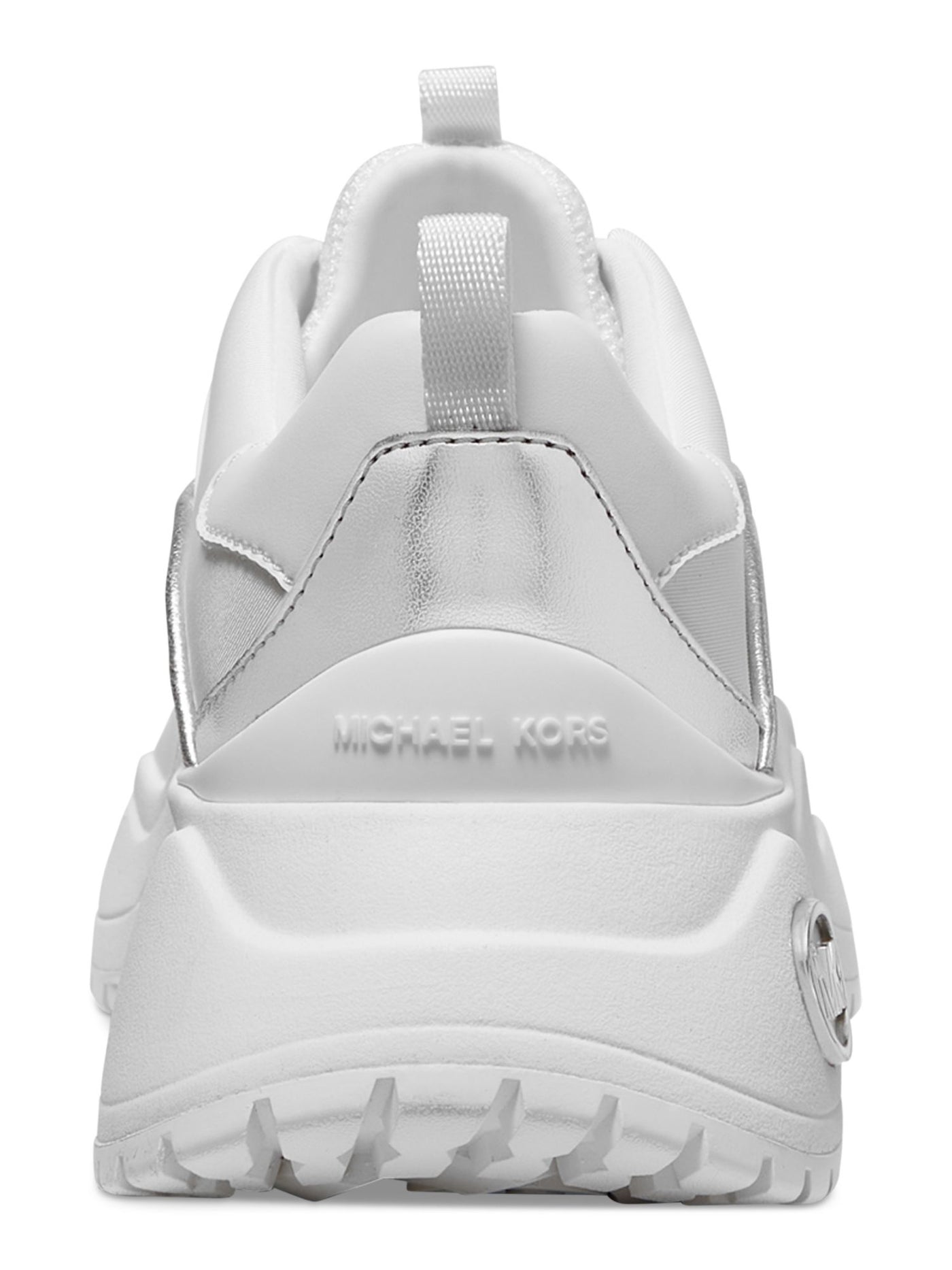 MICHAEL MICHAEL KORS Womens White 1" Platform Metallic Trim Logo Hardware Cushioned Treaded Dara Almond Toe Wedge Lace-Up Athletic Training Shoes 11
