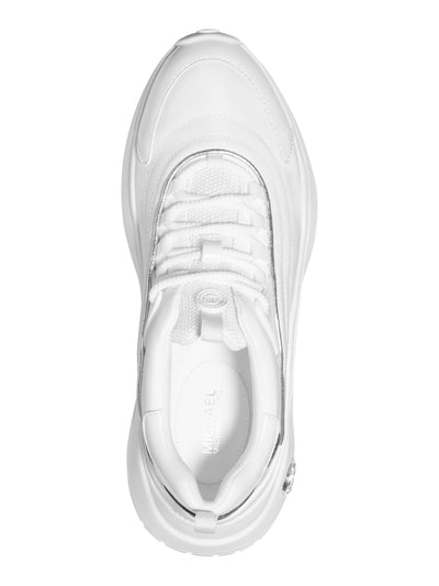 MICHAEL MICHAEL KORS Womens White 1" Platform Metallic Trim Logo Hardware Cushioned Treaded Dara Almond Toe Wedge Lace-Up Athletic Training Shoes 11