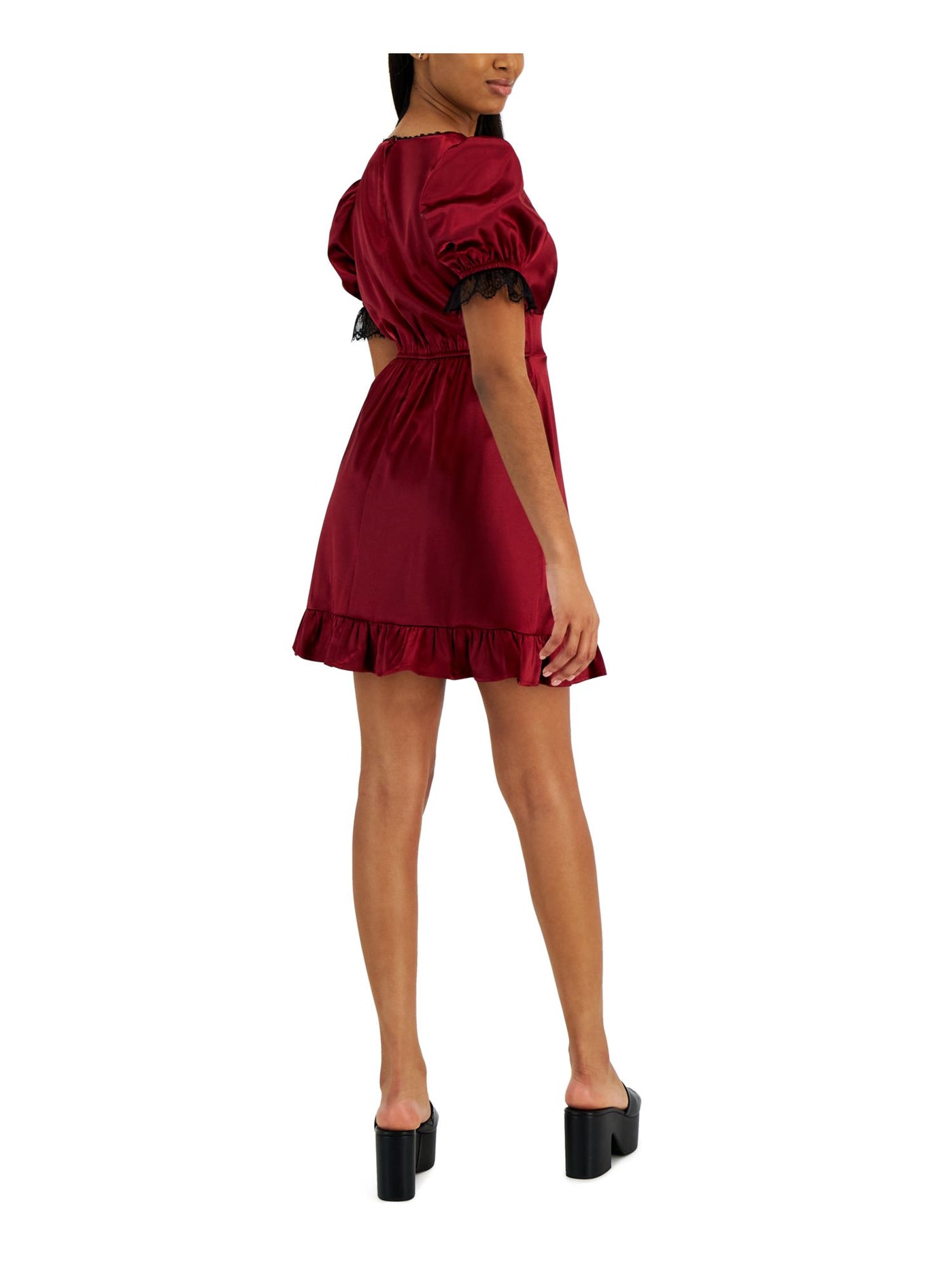 KIT + SKY Womens Lined Short Sleeve V Neck Above The Knee Party Shift Dress