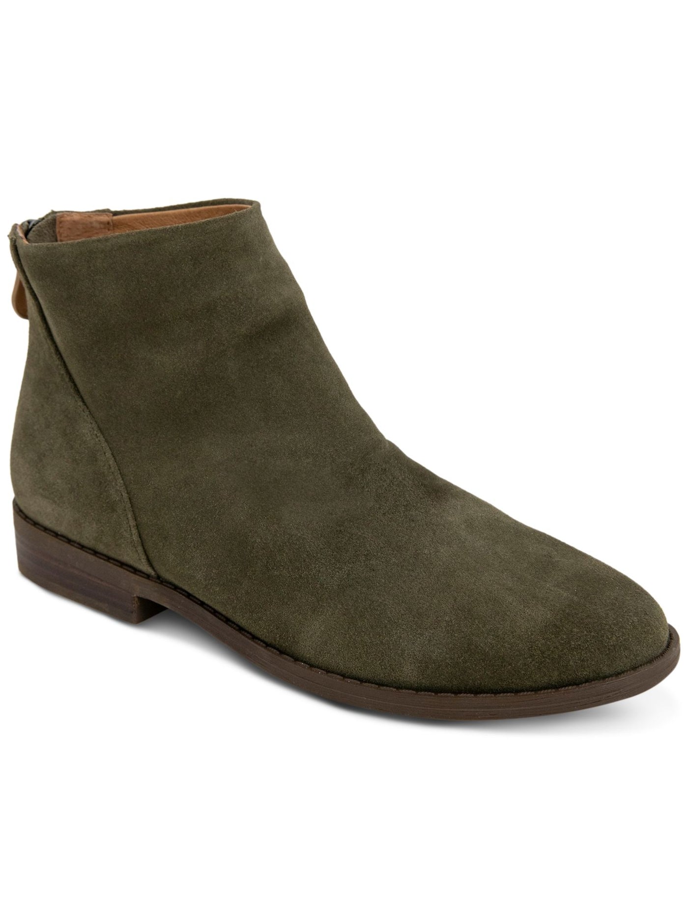 GENTLE SOULS KENNETH COLE Womens Green Slouch Cushioned Emma Round Toe Block Heel Zip-Up Leather Booties 6.5 M