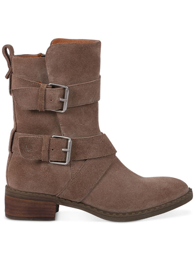 GENTLE SOULS KENNETH COLE Womens Brown Pull Tab Cushioned Buckle Accent Best Double Buckle Round Toe Block Heel Zip-Up Leather Boots Shoes 6.5 M